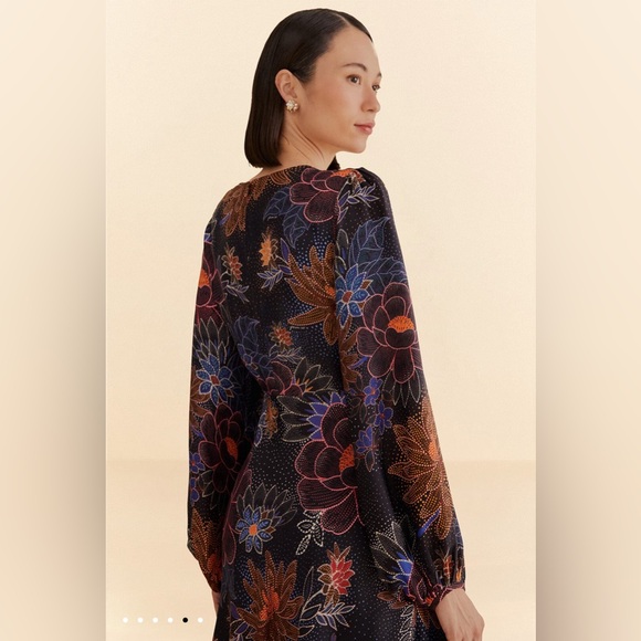 Farm Rio Black Sparkle Flowers Mini Dress - Picture 5 of 10